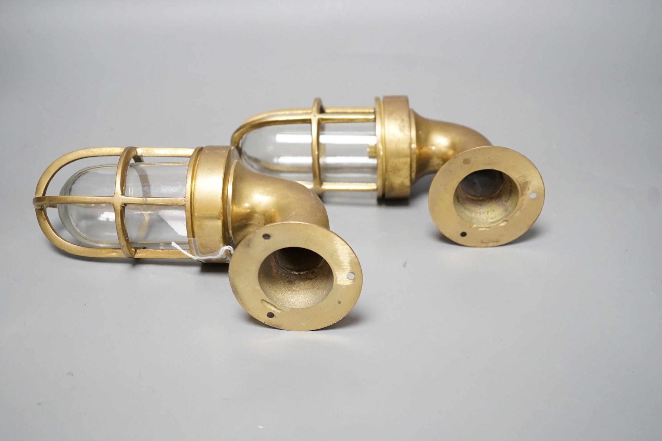 A pair of brass ship's lights. 22cm wide